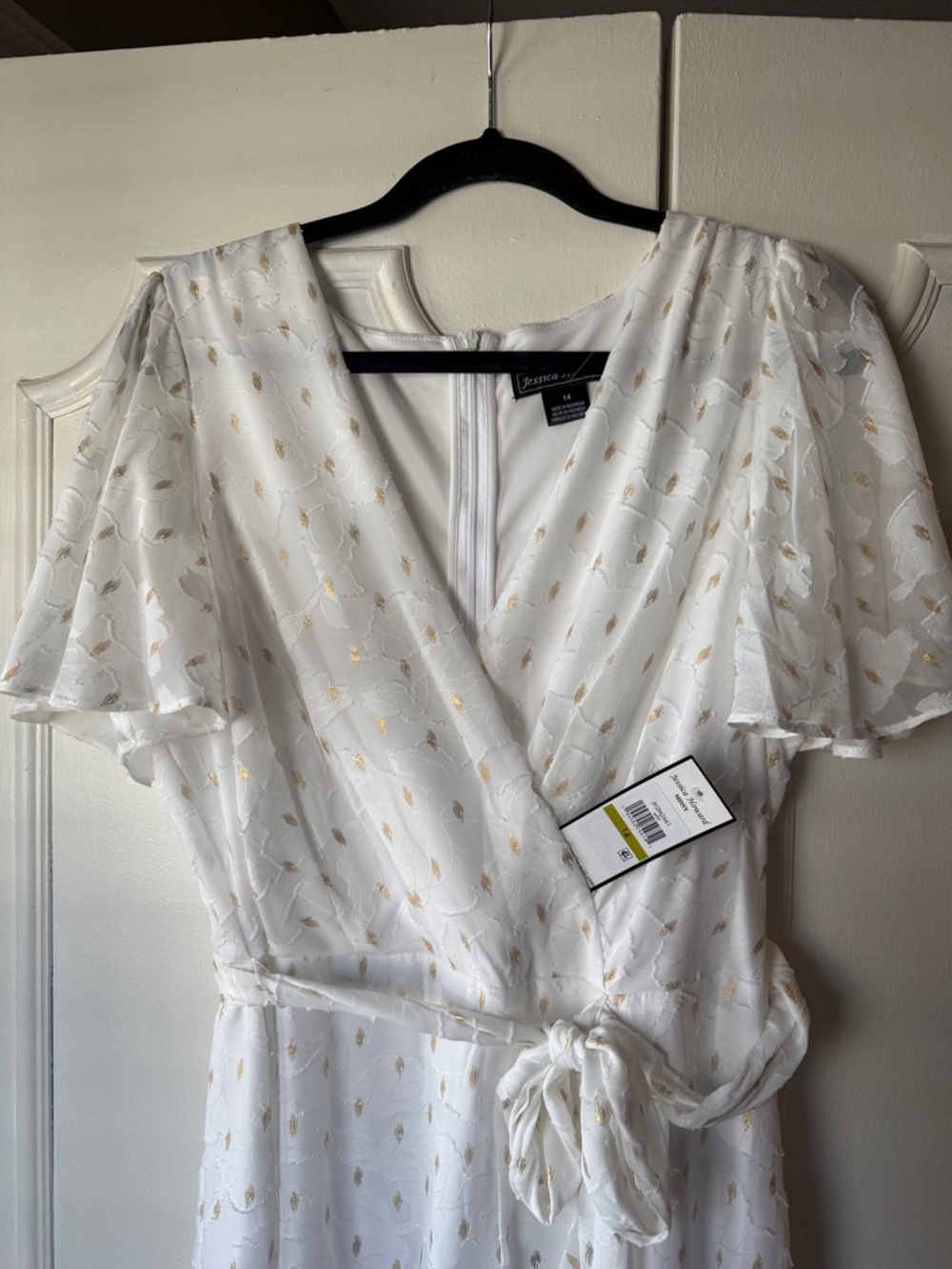 Jessica Howard White Maxi Dress with Gold Accents